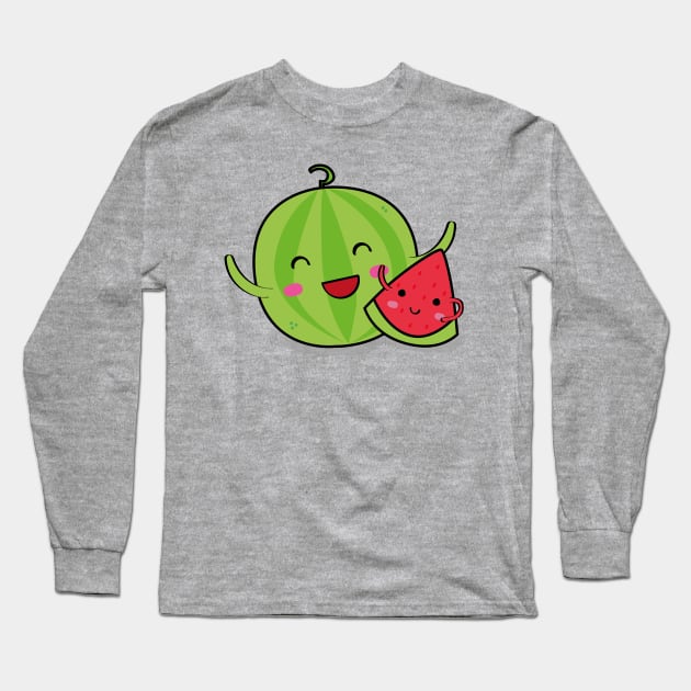 Happy Watermelon: A Slice of Joy Long Sleeve T-Shirt by PauRicart